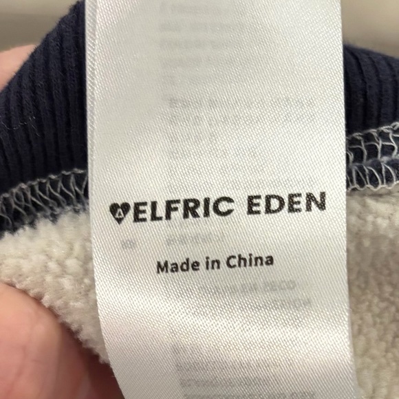 Elfric Eden Fleece Lined Hoodie Navy Blue Smiley Cloud Graphic Size S - Picture 4 of 11